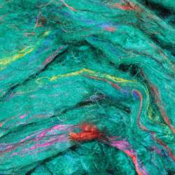 Sari silk fibres carded sliver - Teal - 25g