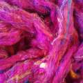 Sari silk fibres carded sliver - Bright Pink - 25g