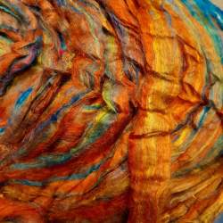 Sari silk fibres carded sliver - Orange - 25g
