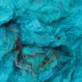 Sari silk fibres carded sliver - Turquoise - 25g
