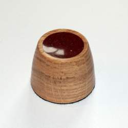 Oak spindle bowl with red Corian inset